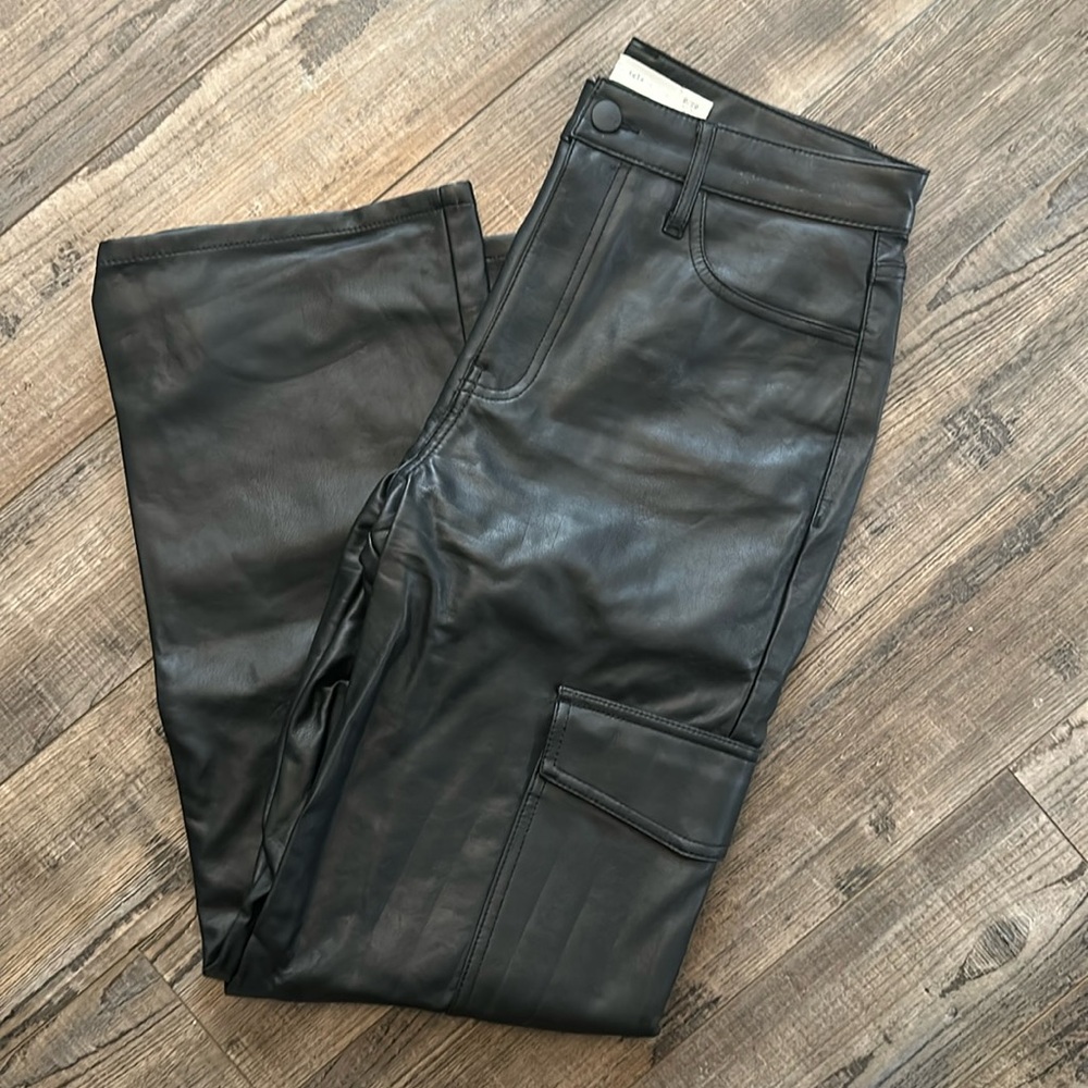 Faux Leather Cargo Pants